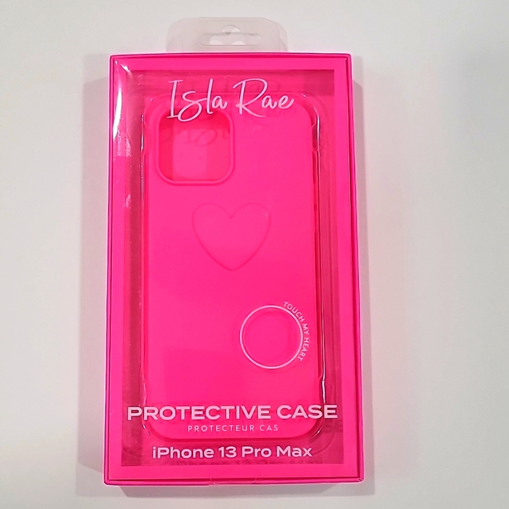 Isla Rae IPhone 13 Pro Max Protective Phone, 3D Heart Case, Hot Pink